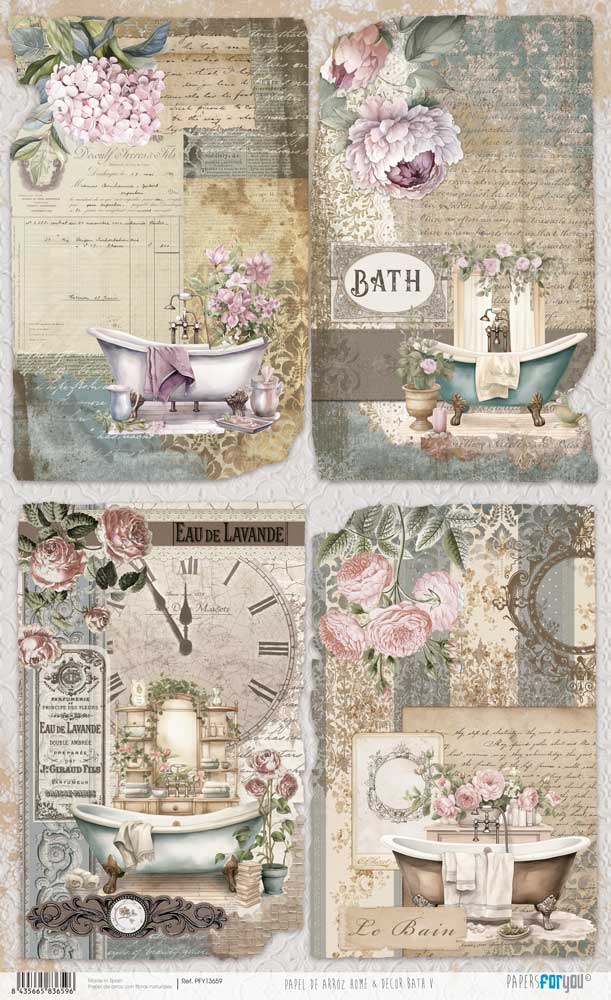 Papel de Arroz 54X33 Home & Decor Bath V