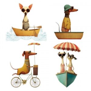 Transfer DTF Textil Dogs Summer Scenes