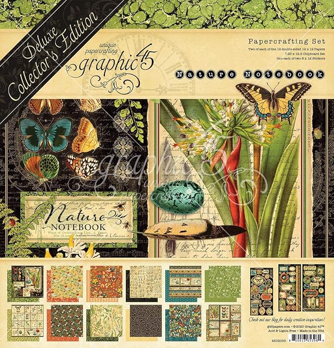 Nature Notebook DCE Graphic 45 Deluxe Edición Coleccionista Pack 12 x 12 Set de manualidades de papel