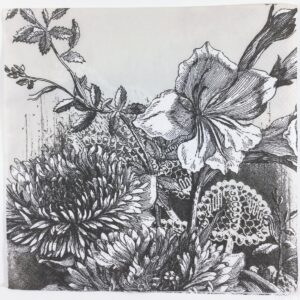 Servilleta Black Flowers