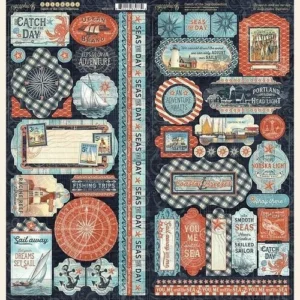 Graphic 45 - Catch of the day - Sticker Sheet - 12 x 12"