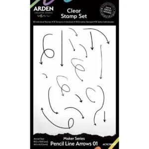 Maker Series 4x6 Inch Clear Stamp Set - Pencil Line Arrows 01 (18pcs)